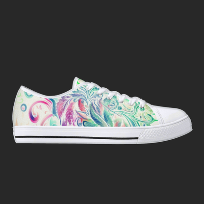 Aqua Swirl – Womens Low-Top Canvas Shoes