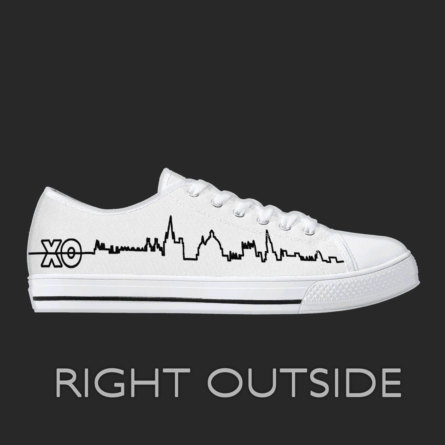 Oxford Skyline Low-Top Canvas Sneakers – Minimal Line Art City Design (white)