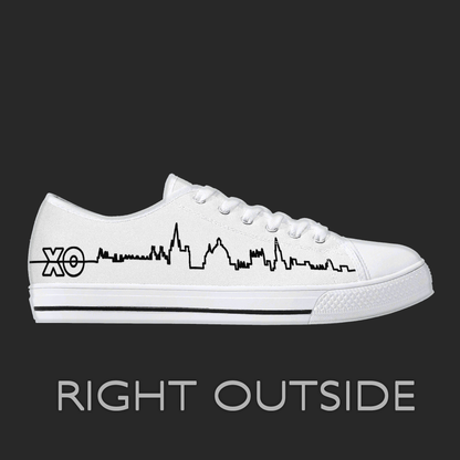 Oxford Skyline Low-Top Canvas Sneakers – Minimal Line Art City Design (white)