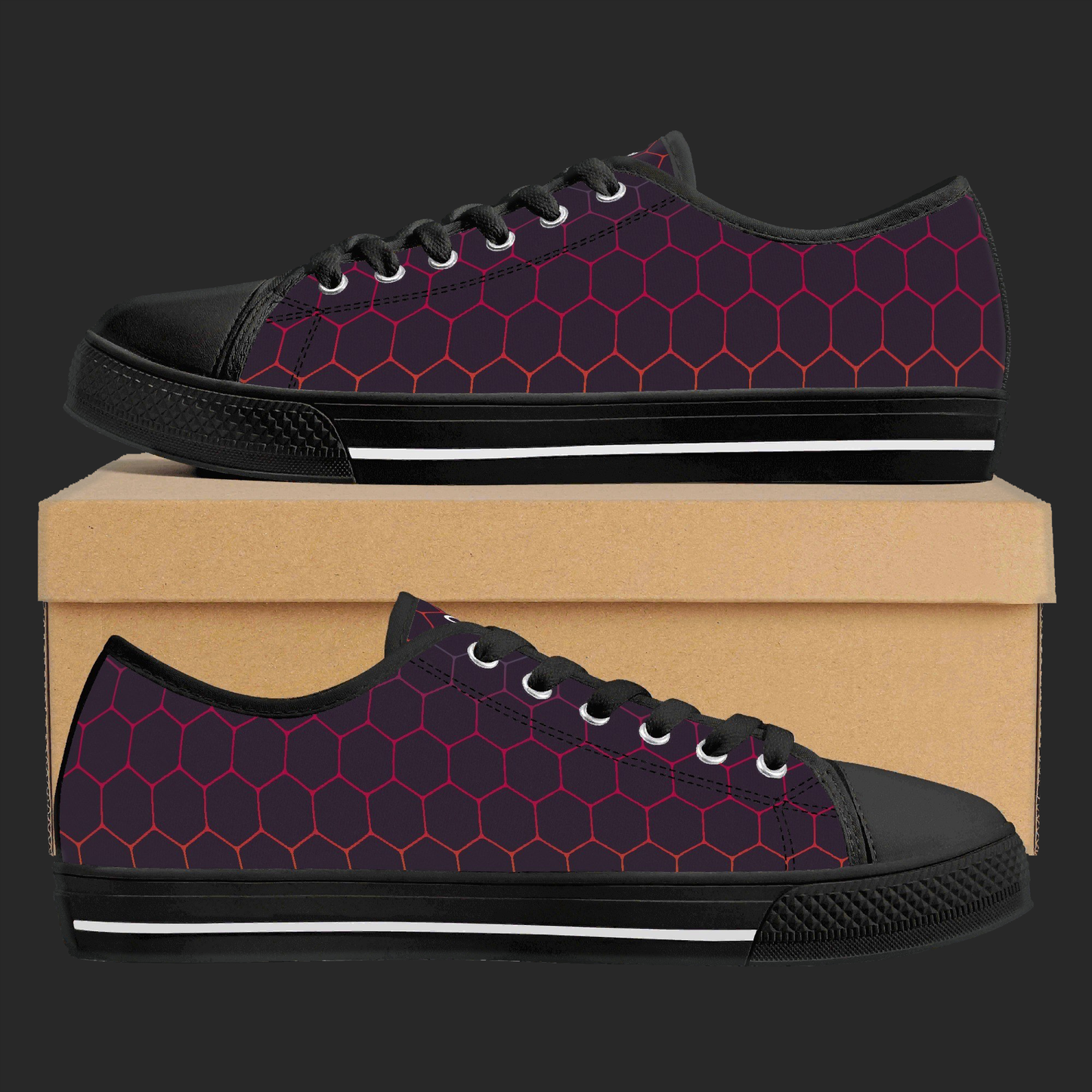 Neon Hex – Custom Low-Top Canvas Sneakers