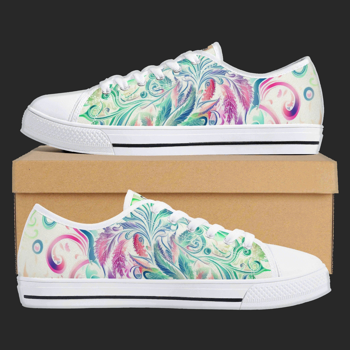 Aqua Swirl – Womens Low-Top Canvas Shoes