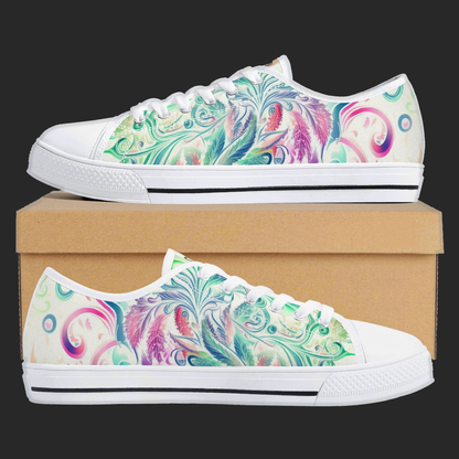 Aqua Swirl – Womens Low-Top Canvas Shoes