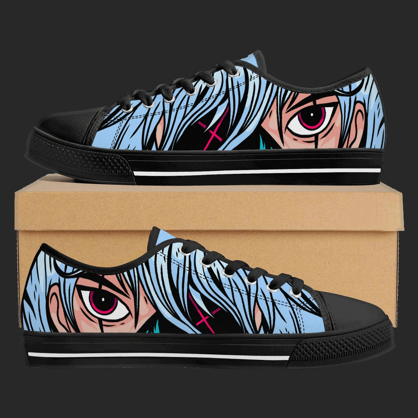 Neon Vision — Anime Street Low-Top Canvas Sneakers (Black or White Trim)
