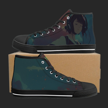 NightWave — Anime High-Top Canvas Sneakers (Blackout Edition)