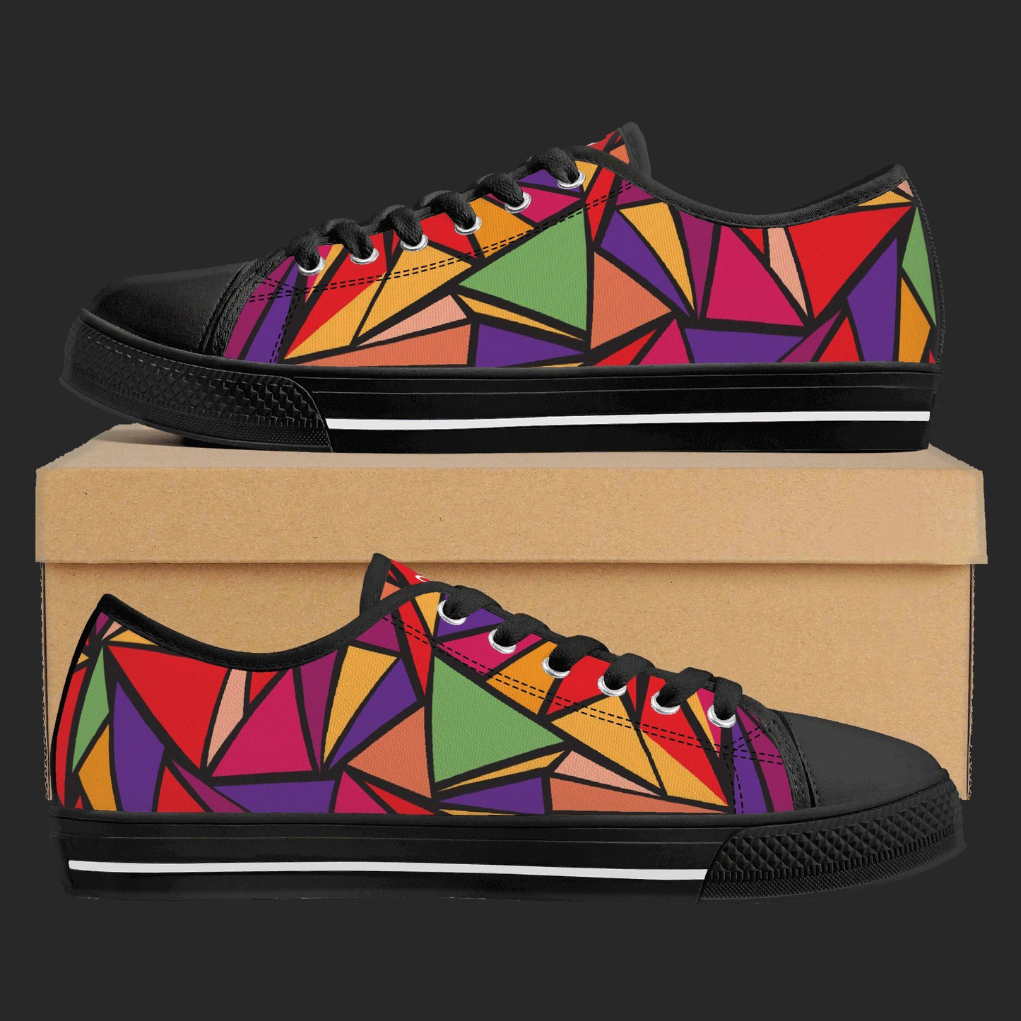 GeoSplash Edition — Custom Low-Top Canvas Shoes