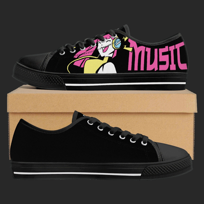Music & Anime – Low-Top Canvas Shoes (Black Edition)