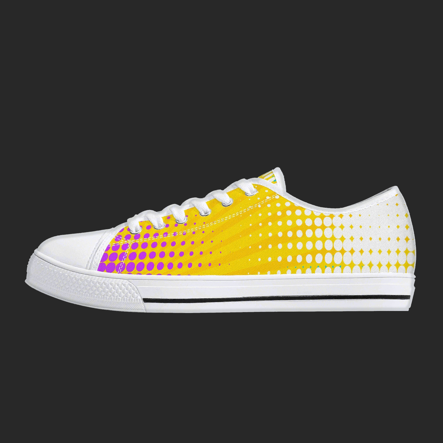 Pop Burst — Custom Low-Top Canvas Sneakers (White or Black Trim)