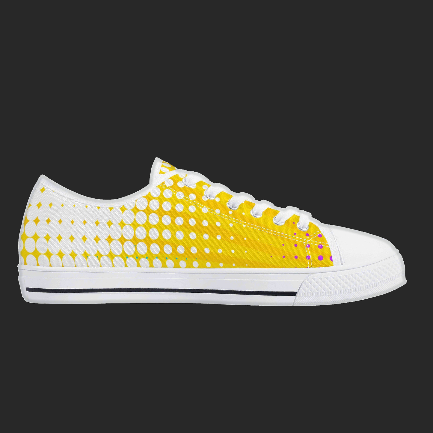 Pop Burst — Custom Low-Top Canvas Sneakers (White or Black Trim)