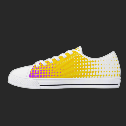Pop Burst — Custom Low-Top Canvas Sneakers (White or Black Trim)