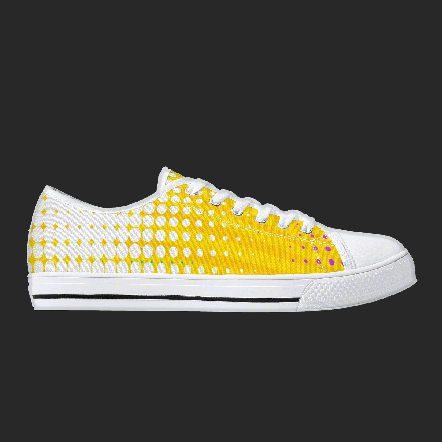 Pop Burst — Custom Low-Top Canvas Sneakers (White or Black Trim)