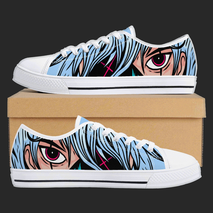 Neon Vision — Anime Street Low-Top Canvas Sneakers (Black or White Trim)