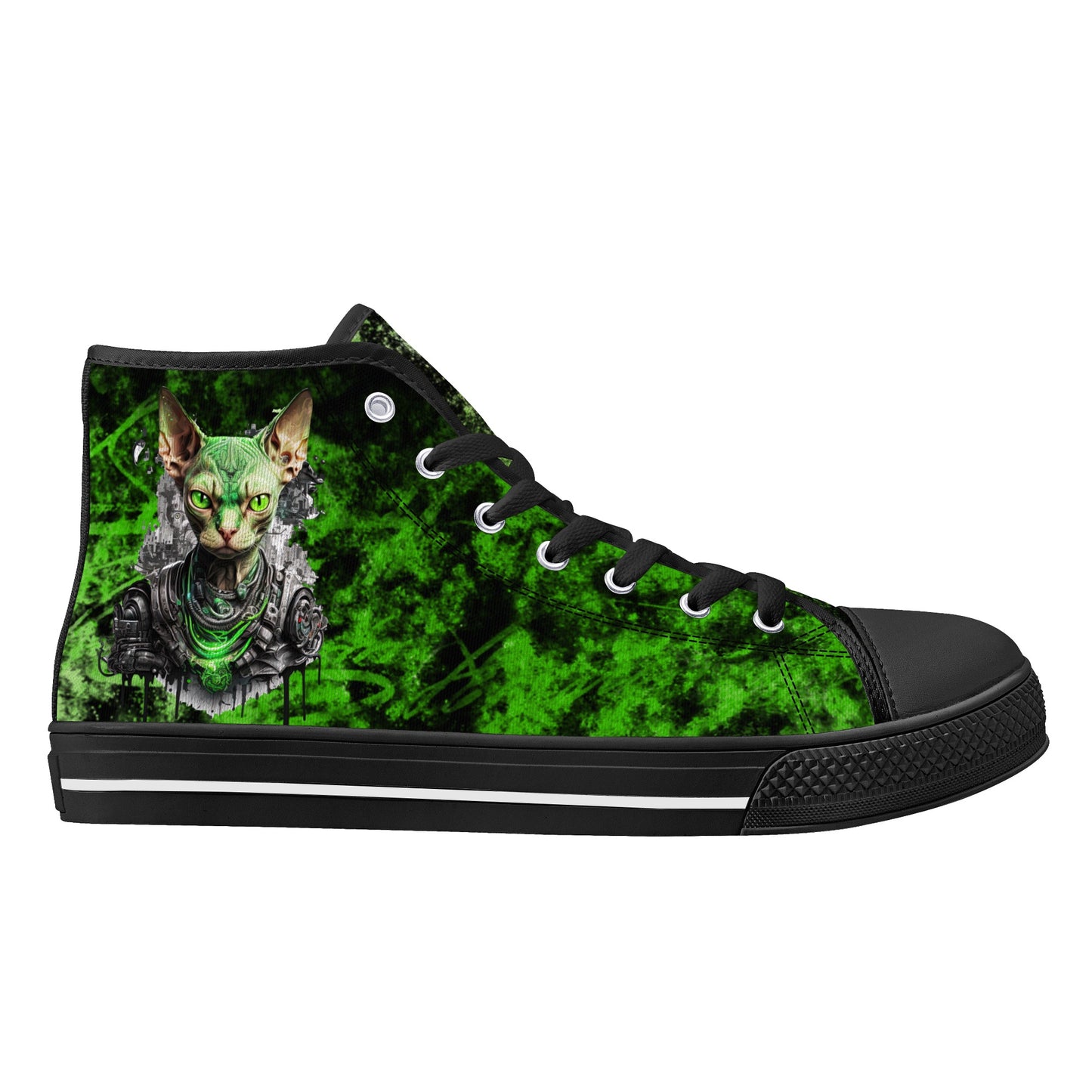 Men's High Top Canvas Shoes Cyberpunk Sphynx Cat